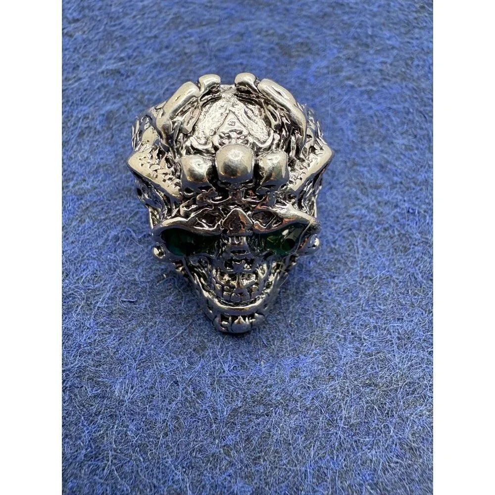 Skull-Themed Silver Ring & Brooch Pin